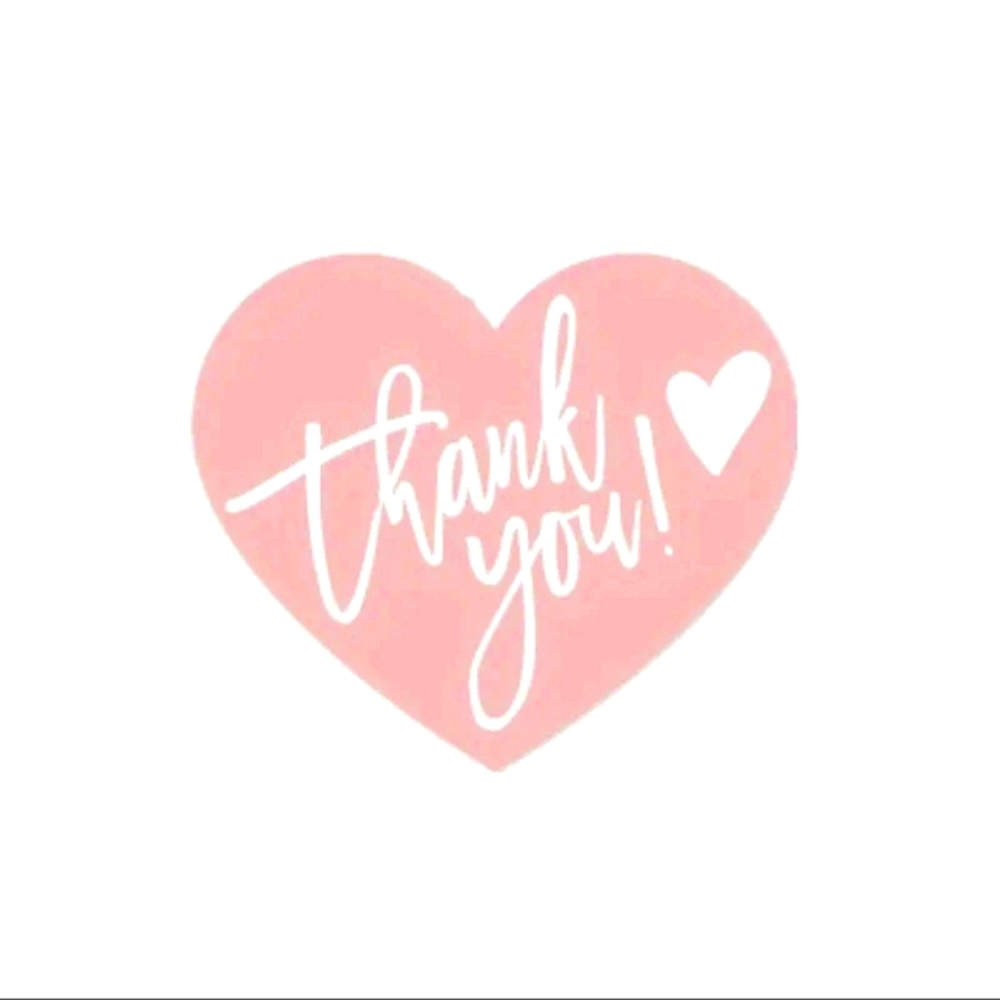 50 Pink Heart Shaped Thank You Cards
